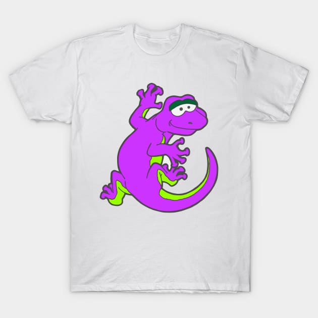 Smiley Gecko Children's Climbing Lizard Cartoon T-Shirt by Bartlett Art Works